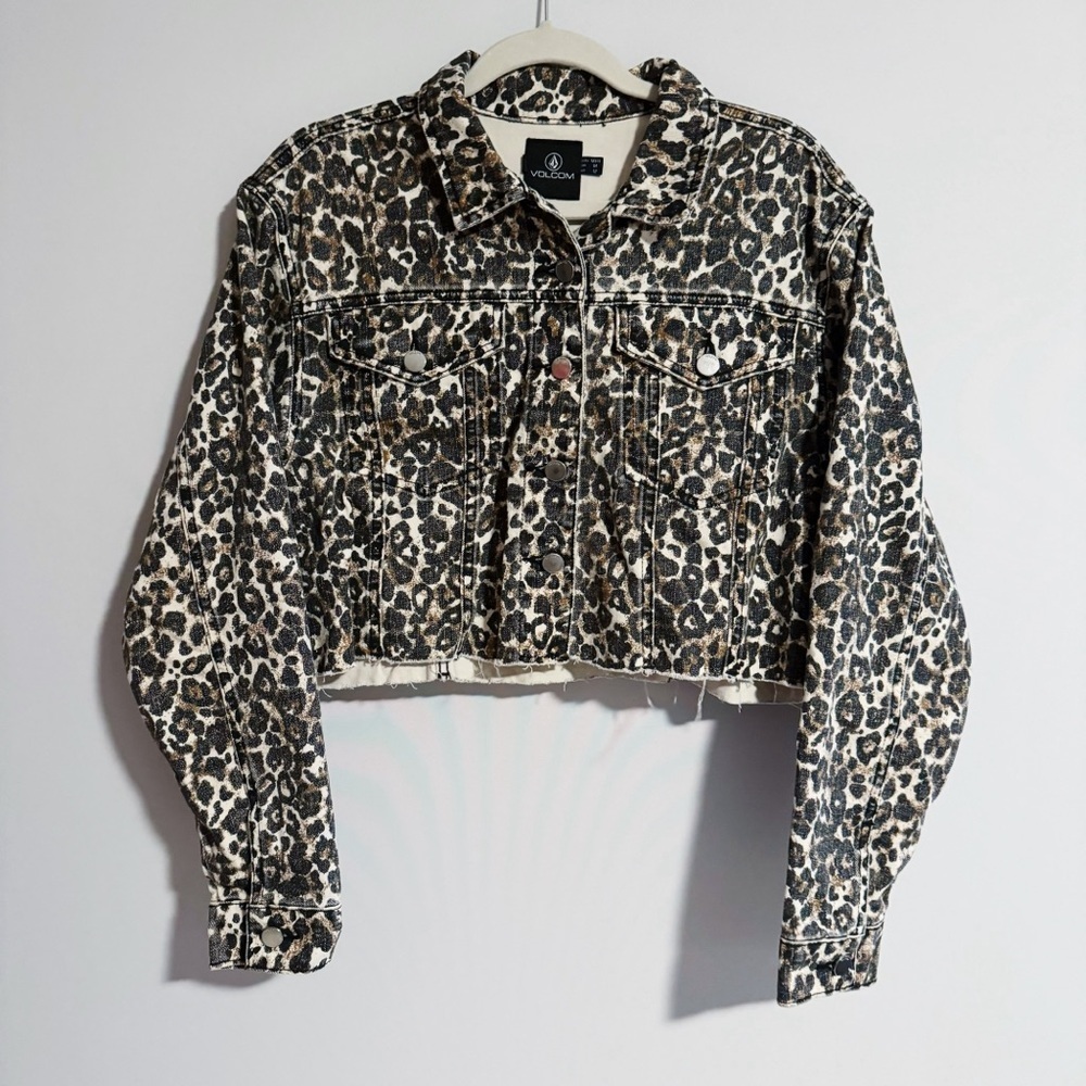 Volcom - Leopard Print Denim Crop Jacket - image 3
